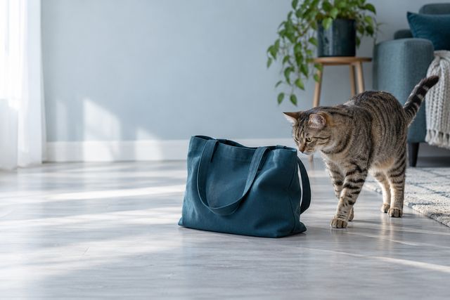 Кошка обходит новую сумку: что может привлекать или настораживать