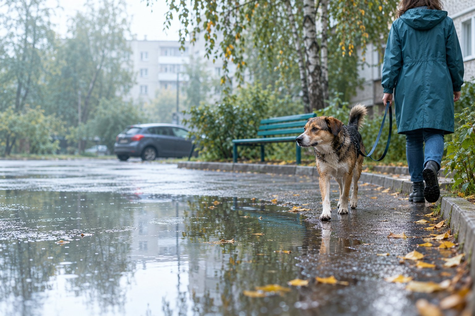 Безопасный обход можно предложить без натяжения поводка.